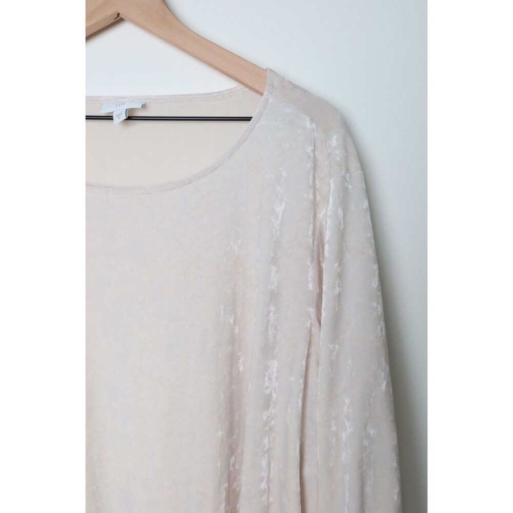 J.Jill Crushed Velvet Women Size 4X Cream White 3/4 Sleeve Shirt - Picture 2 of 5